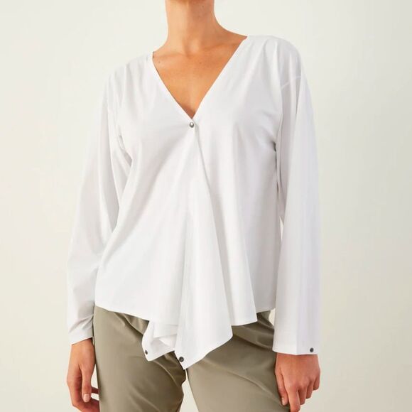 A Day Italy Cream That's A Wrap Technical Silk Top Size Small - Picture 5 of 11